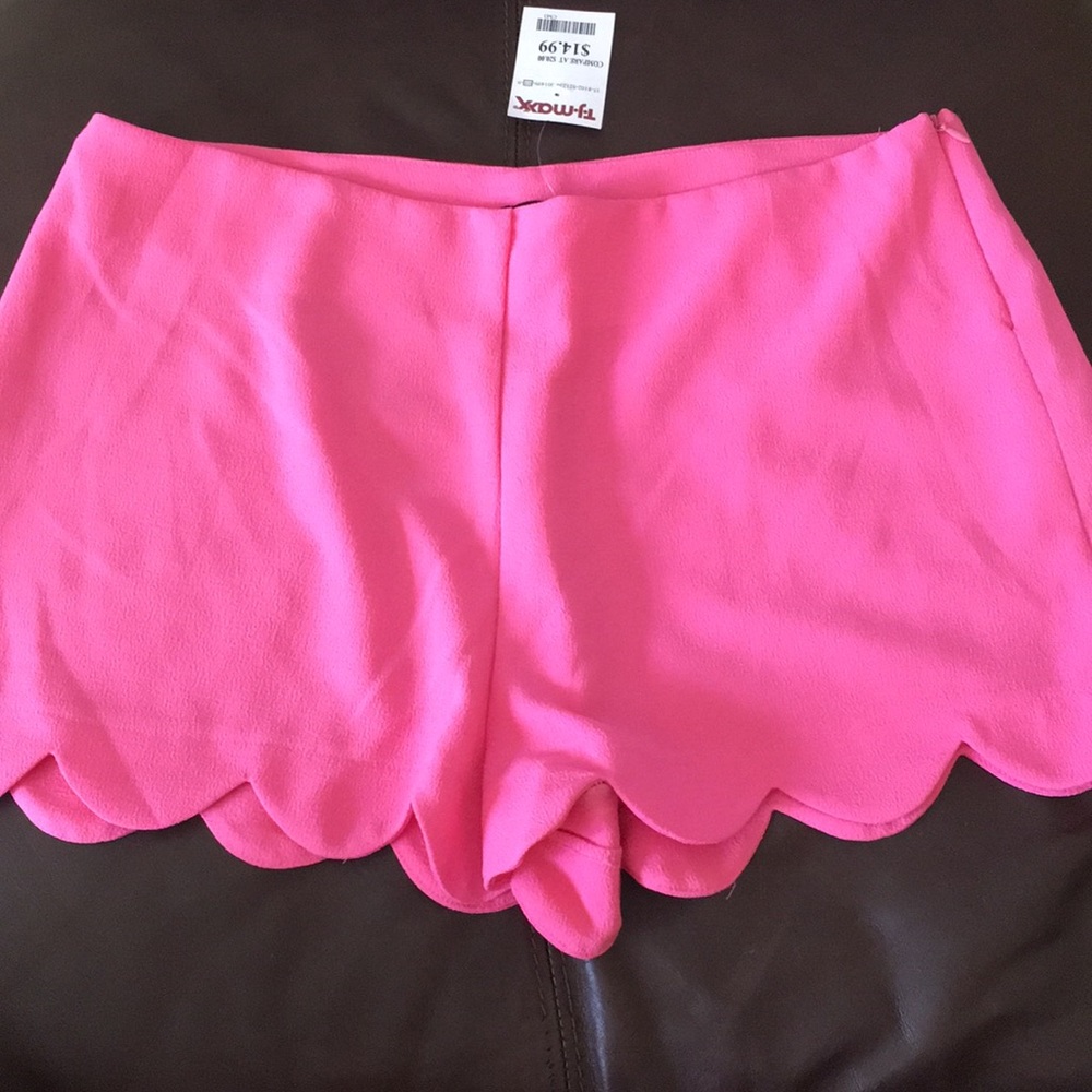 Neon Pink Scalloped Shorts